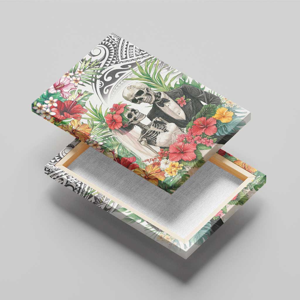 Skeleton Love for Valentine’s Day Canvas Wall Art Polynesian Tribal Love Forever