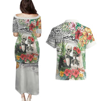 Skeleton Love for Valentines Day Couples Matching Puletasi and Hawaiian Shirt Polynesian Tribal Love Forever LT9 - Polynesian Pride