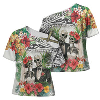 Skeleton Love for Valentine’s Day Cross Shoulder Shirt Polynesian Tribal Love Forever - Polynesian Pride