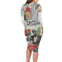 Skeleton Love for Valentines Day Family Matching Long Sleeve Bodycon Dress and Hawaiian Shirt Polynesian Tribal Love Forever LT9 - Polynesian Pride