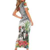 Skeleton Love for Valentines Day Family Matching Short Sleeve Bodycon Dress and Hawaiian Shirt Polynesian Tribal Love Forever LT9 - Polynesian Pride