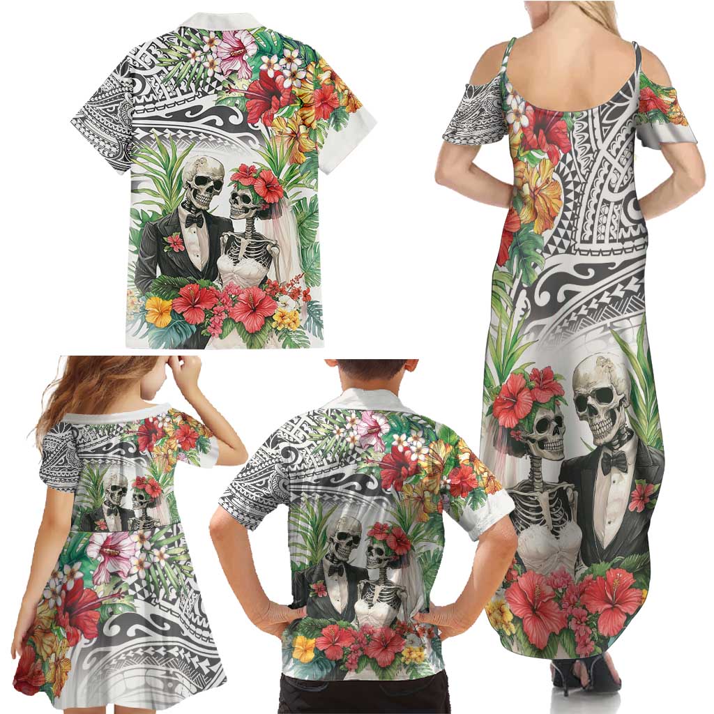 Skeleton Love for Valentines Day Family Matching Summer Maxi Dress and Hawaiian Shirt Polynesian Tribal Love Forever LT9 - Polynesian Pride