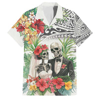 Skeleton Love for Valentines Day Family Matching Summer Maxi Dress and Hawaiian Shirt Polynesian Tribal Love Forever LT9 Dad's Shirt - Short Sleeve White - Polynesian Pride