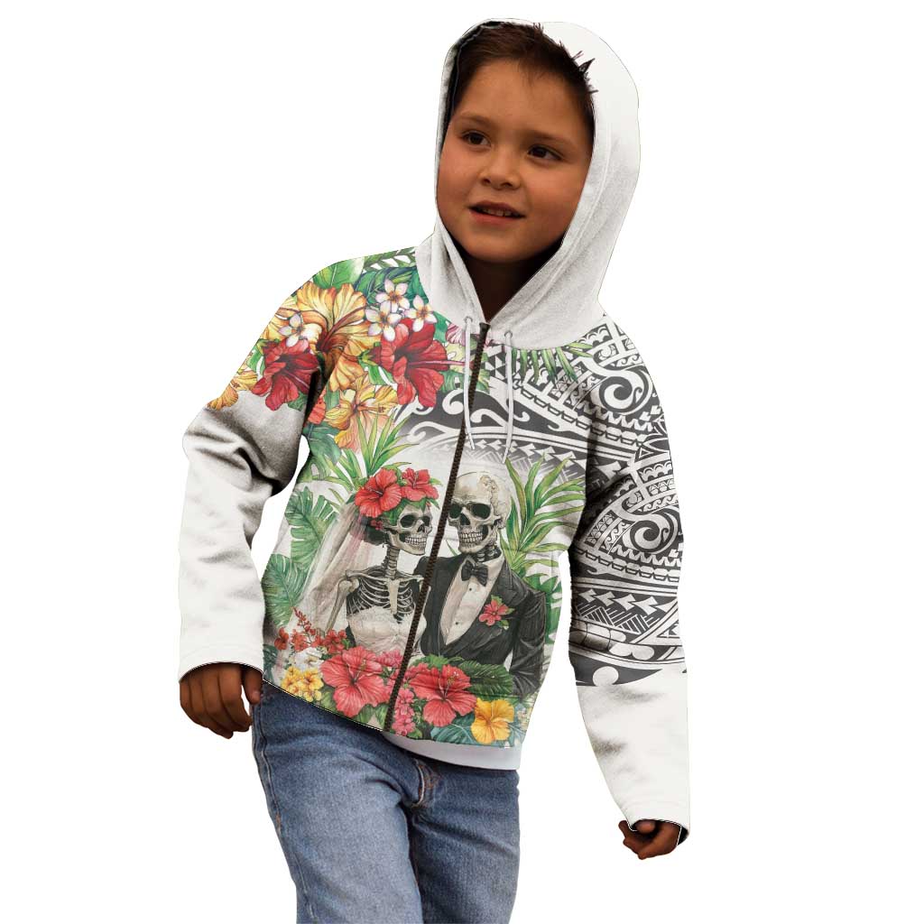 Skeleton Love for Valentine’s Day Kid Hoodie Polynesian Tribal Love Forever