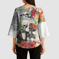Skeleton Love for Valentine’s Day Kimono Sleeve Blouse Polynesian Tribal Love Forever - Polynesian Pride