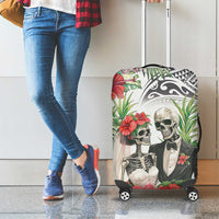 Skeleton Love for Valentine’s Day Luggage Cover Polynesian Tribal Love Forever