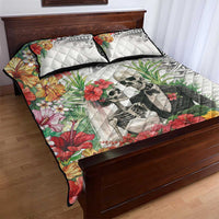 Skeleton Love for Valentine’s Day Quilt Bed Set Polynesian Tribal Love Forever