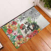 Skeleton Love for Valentine’s Day Rubber Doormat Polynesian Tribal Love Forever