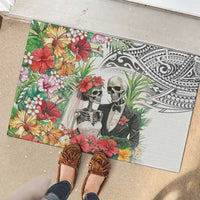 Skeleton Love for Valentine’s Day Rubber Doormat Polynesian Tribal Love Forever