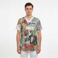 Skeleton Love for Valentine’s Day Scrub Top Polynesian Tribal Love Forever - Polynesian Pride