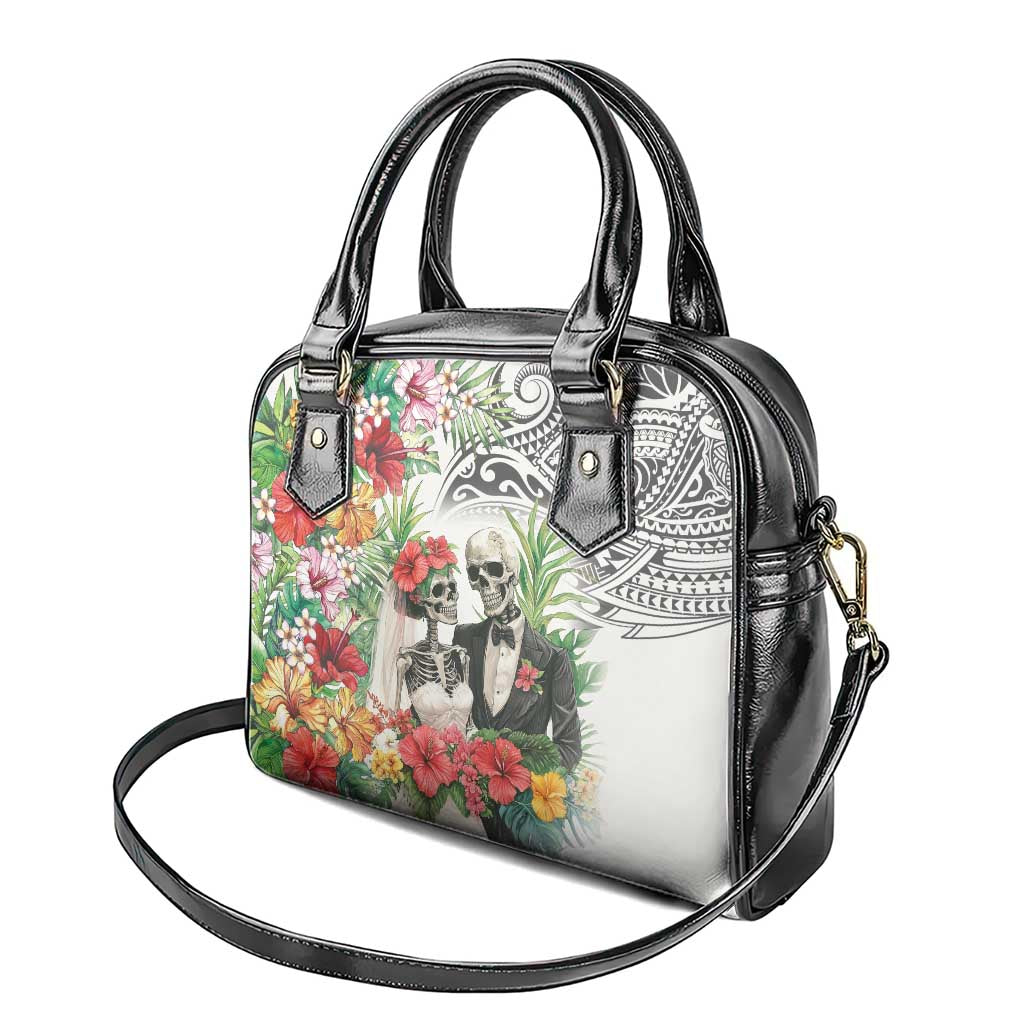 Skeleton Love for Valentine’s Day Shoulder Handbag Polynesian Tribal Love Forever