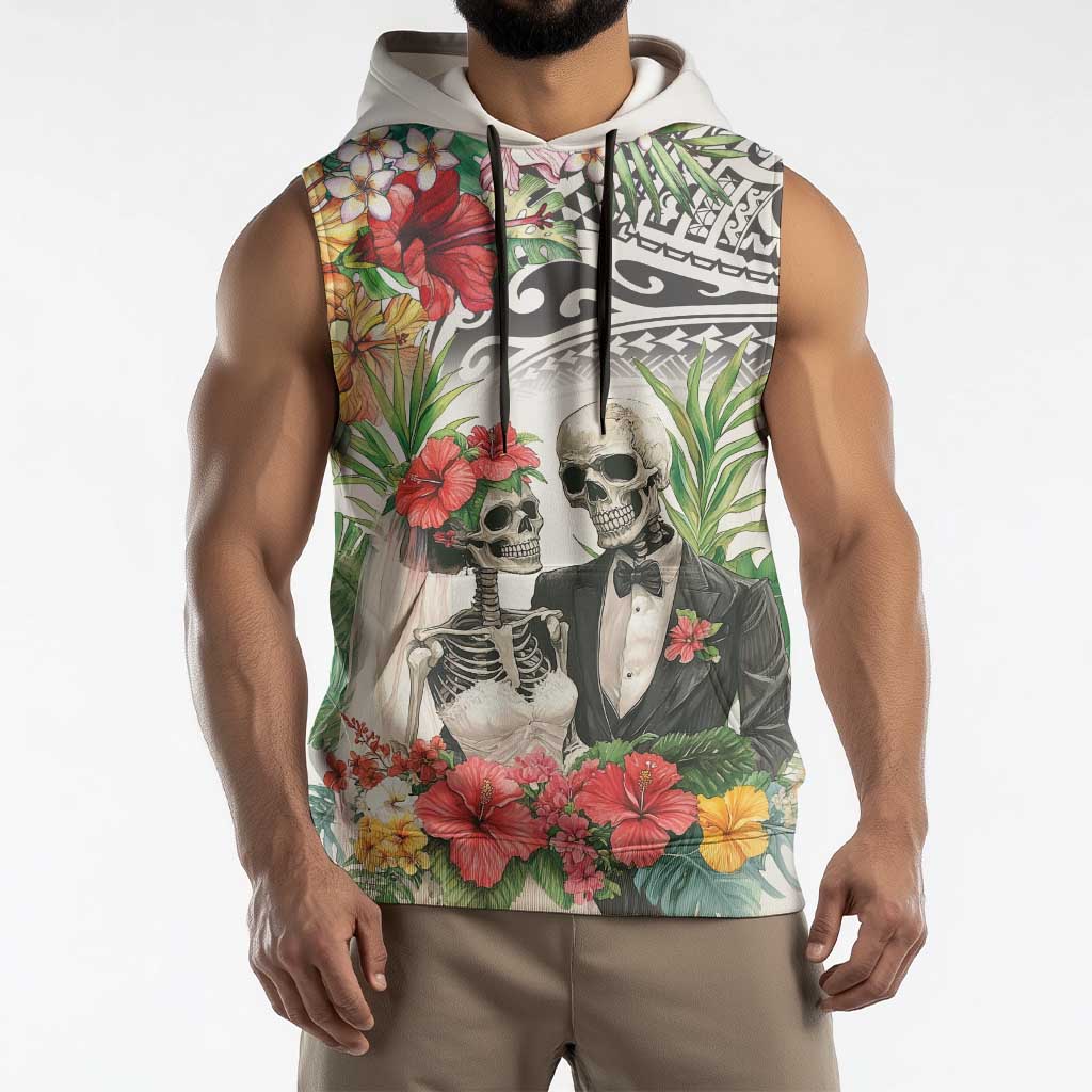 Skeleton Love for Valentine’s Day Sleeveless Hoodie Polynesian Tribal Love Forever - Polynesian Pride