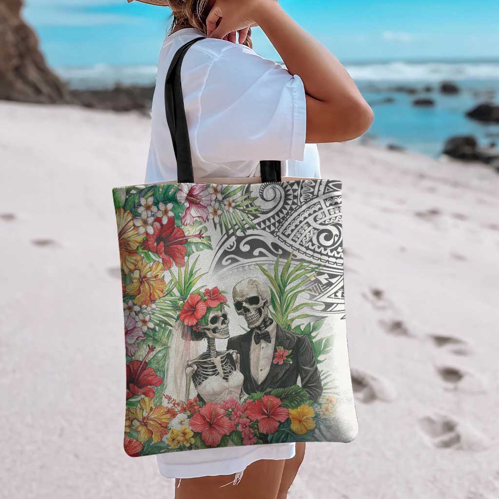 Skeleton Love for Valentine’s Day Tote Bag Polynesian Tribal Love Forever - Polynesian Pride