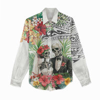 Skeleton Love for Valentines Day Women Casual Shirt Polynesian Tribal Love Forever LT9 - Polynesian Pride