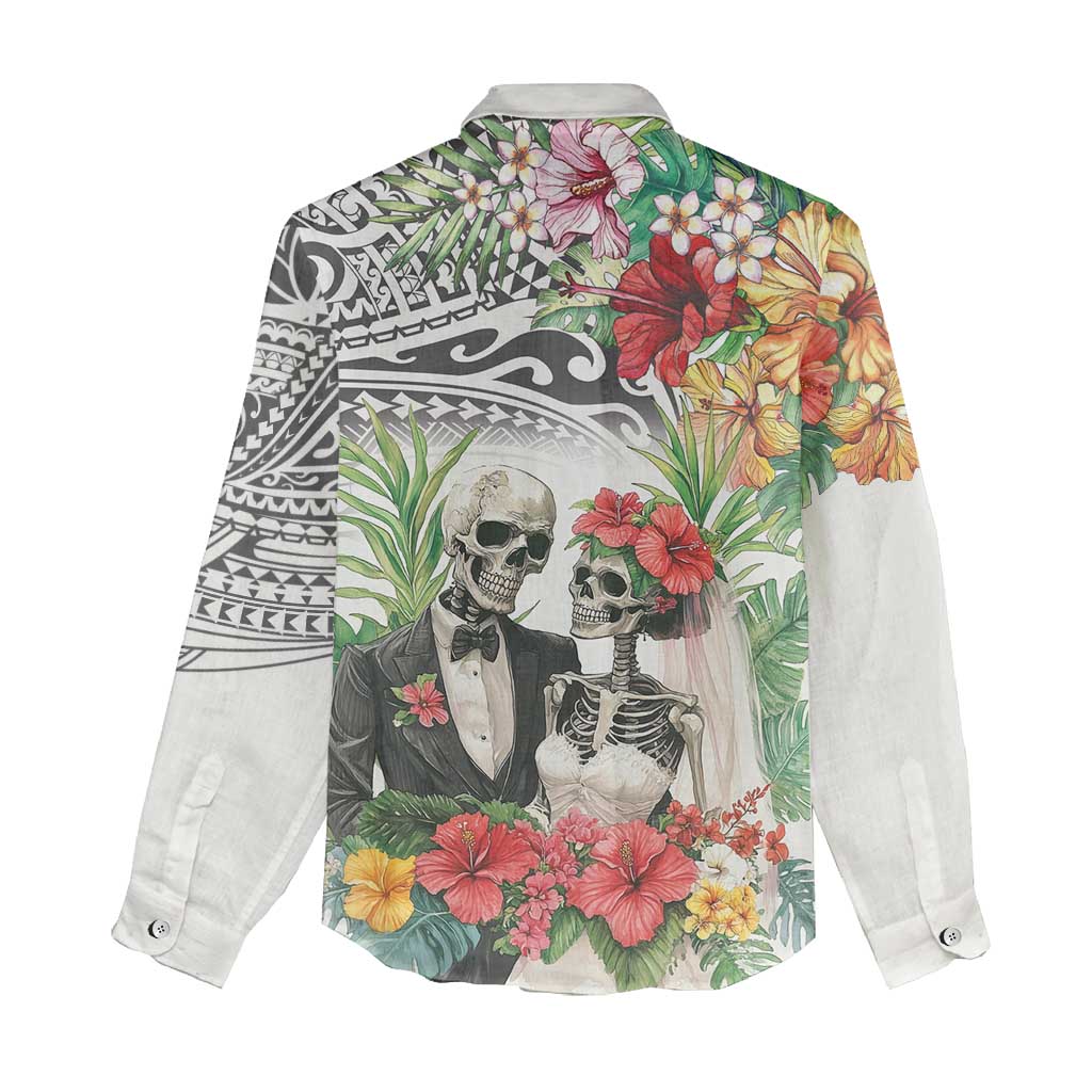 Skeleton Love for Valentines Day Women Casual Shirt Polynesian Tribal Love Forever LT9 - Polynesian Pride