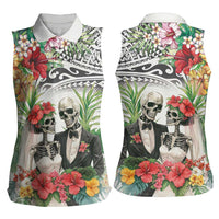 Skeleton Love for Valentines Day Women Sleeveless Polo Shirt Polynesian Tribal Love Forever LT9 - Polynesian Pride