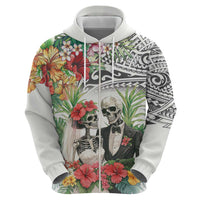 Skeleton Love for Valentine’s Day Zip Hoodie Polynesian Tribal Love Forever