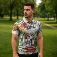 Skeleton Love for Valentine’s Day Zipper Polo Shirt Polynesian Tribal Love Forever - Polynesian Pride