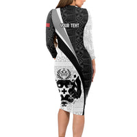 Personalised Tonga Emancipation Day Long Sleeve Bodycon Dress Since 1970 Ngatu Tribal Pattern LT9 - Polynesian Pride