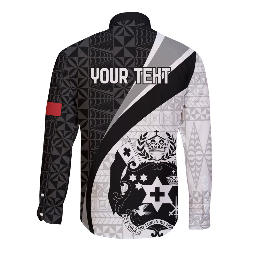 Personalised Tonga Emancipation Day Long Sleeve Button Shirt Since 1970 Ngatu Tribal Pattern