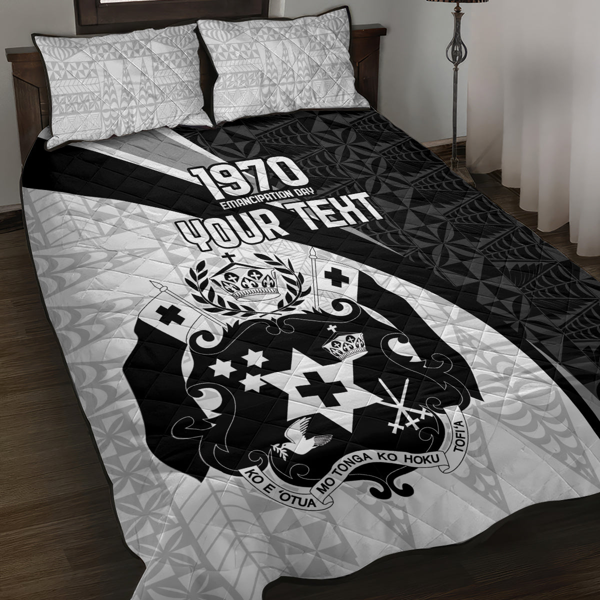 Personalised Tonga Emancipation Day Quilt Bed Set Since 1970 Ngatu Tribal Pattern