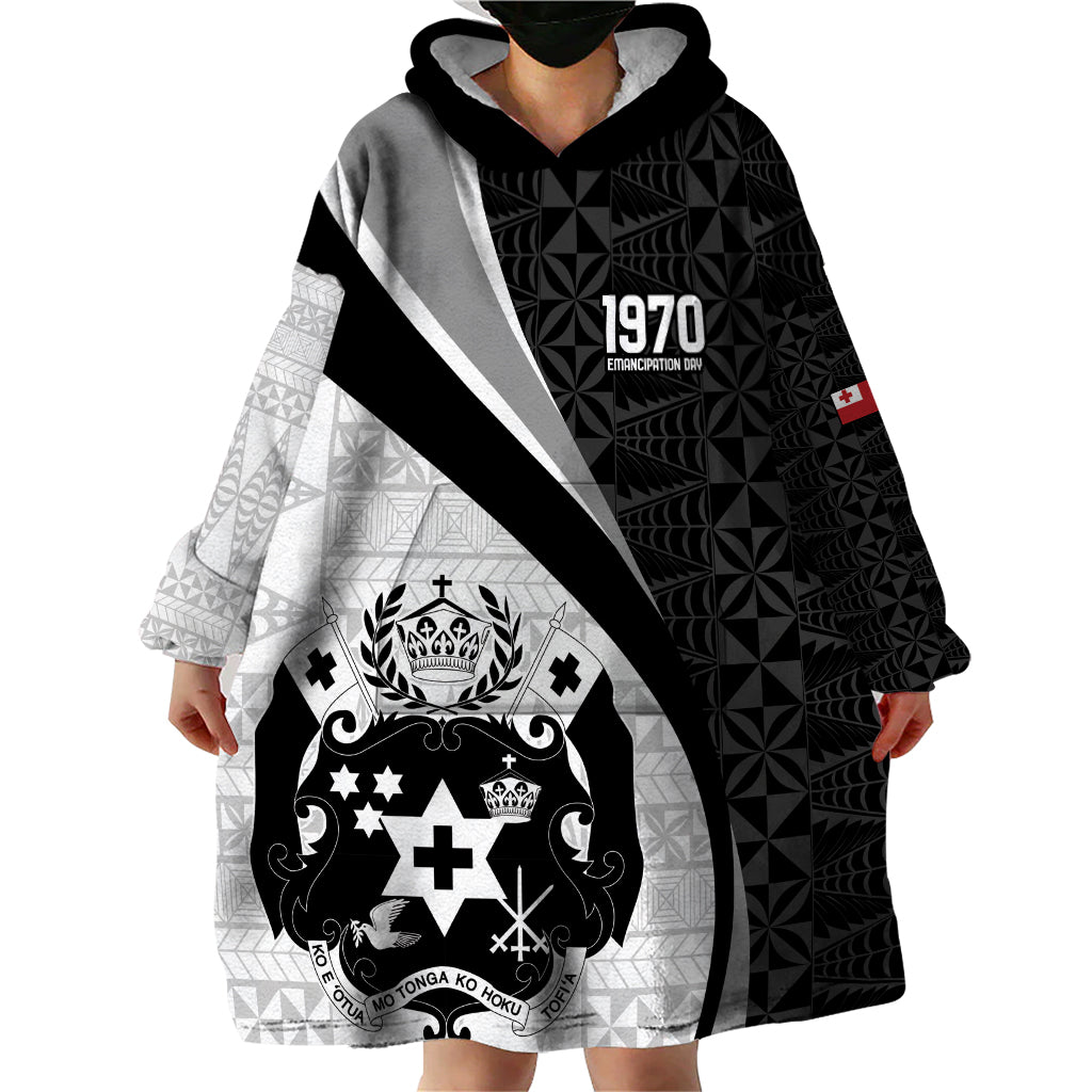 Personalised Tonga Emancipation Day Wearable Blanket Hoodie Since 1970 Ngatu Tribal Pattern LT9 - Polynesian Pride