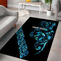 All Black Maori Tribal Tattoo Personalised Area Rug Polynesian Style LT9 - Polynesian Pride