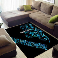 All Black Maori Tribal Tattoo Personalised Area Rug Polynesian Style LT9 - Polynesian Pride