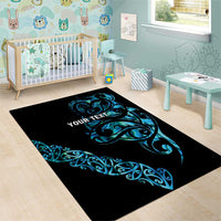 All Black Maori Tribal Tattoo Personalised Area Rug Polynesian Style LT9 - Polynesian Pride