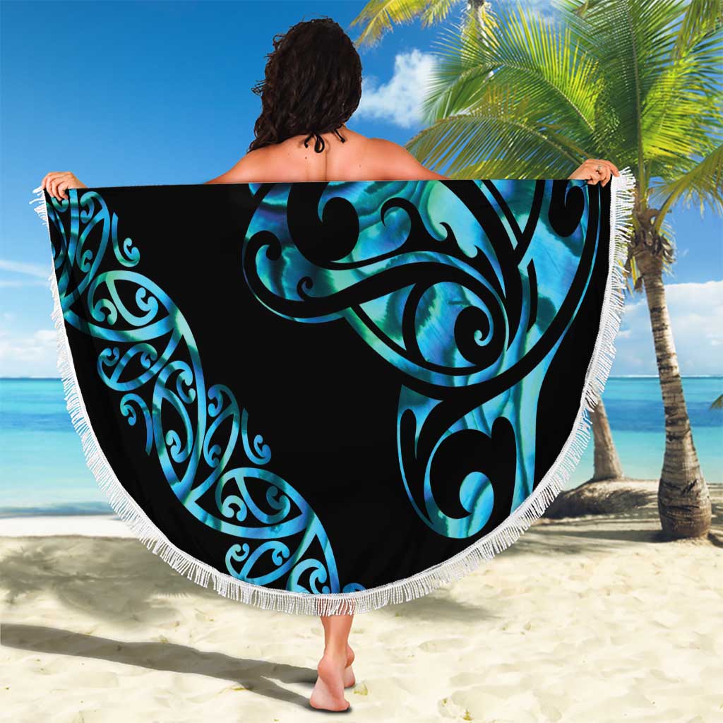 All Black Maori Tribal Tattoo Personalised Beach Blanket Polynesian Style