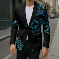 All Black Maori Tribal Tattoo Personalised Blazer Polynesian Style LT9 - Polynesian Pride