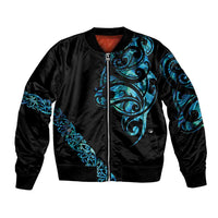 All Black Maori Tribal Tattoo Personalised Bomber Jacket Polynesian Style LT9 Unisex Black - Polynesian Pride