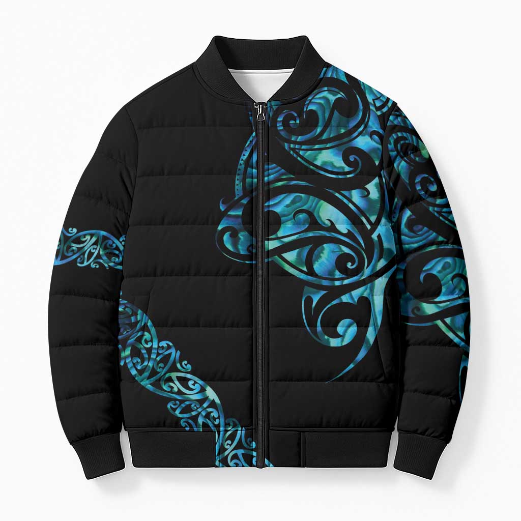 All Black Maori Tribal Tattoo Personalised Bomber Puffer Jacket Polynesian Style - Polynesian Pride