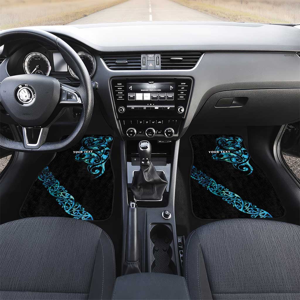 All Black Maori Tribal Tattoo Personalised Car Mats Polynesian Style LT9 Set 2pcs - Front Black - Polynesian Pride