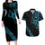 All Black Maori Tribal Tattoo Personalised Couples Matching Long Sleeve Bodycon Dress and Hawaiian Shirt Polynesian Style
