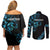 All Black Maori Tribal Tattoo Personalised Couples Matching Off Shoulder Short Dress and Long Sleeve Button Shirt Polynesian Style