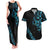 All Black Maori Tribal Tattoo Personalised Couples Matching Tank Maxi Dress and Hawaiian Shirt Polynesian Style