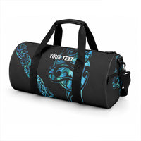 All Black Maori Tribal Tattoo Personalised Duffle Bag Polynesian Style