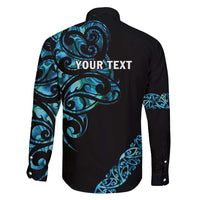 All Black Maori Tribal Tattoo Personalised Family Matching Long Sleeve Bodycon Dress and Hawaiian Shirt Polynesian Style
