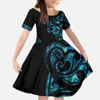 All Black Maori Tribal Tattoo Personalised Family Matching Summer Maxi Dress and Hawaiian Shirt Polynesian Style