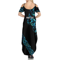 All Black Maori Tribal Tattoo Personalised Family Matching Summer Maxi Dress and Hawaiian Shirt Polynesian Style