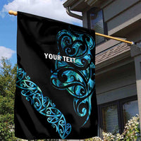 All Black Maori Tribal Tattoo Personalised Garden Flag Polynesian Style