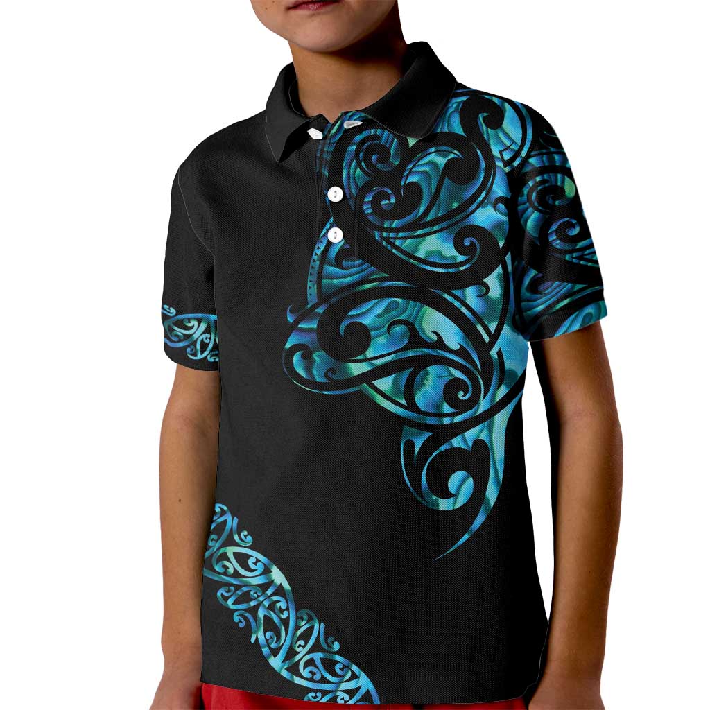All Black Maori Tribal Tattoo Personalised Kid Polo Shirt Polynesian Style LT9 Kid Black - Polynesian Pride