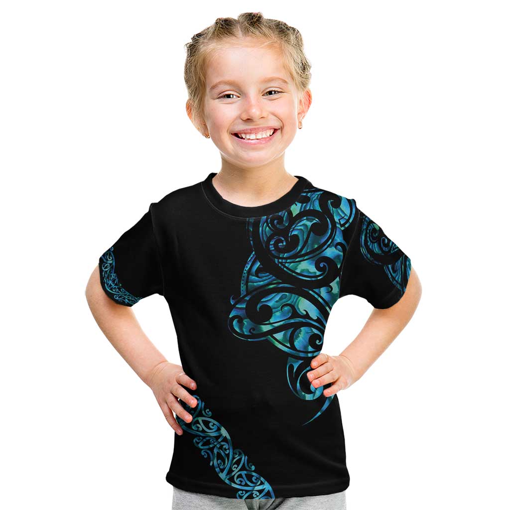All Black Maori Tribal Tattoo Personalised Kid T Shirt Polynesian Style LT9 Black - Polynesian Pride