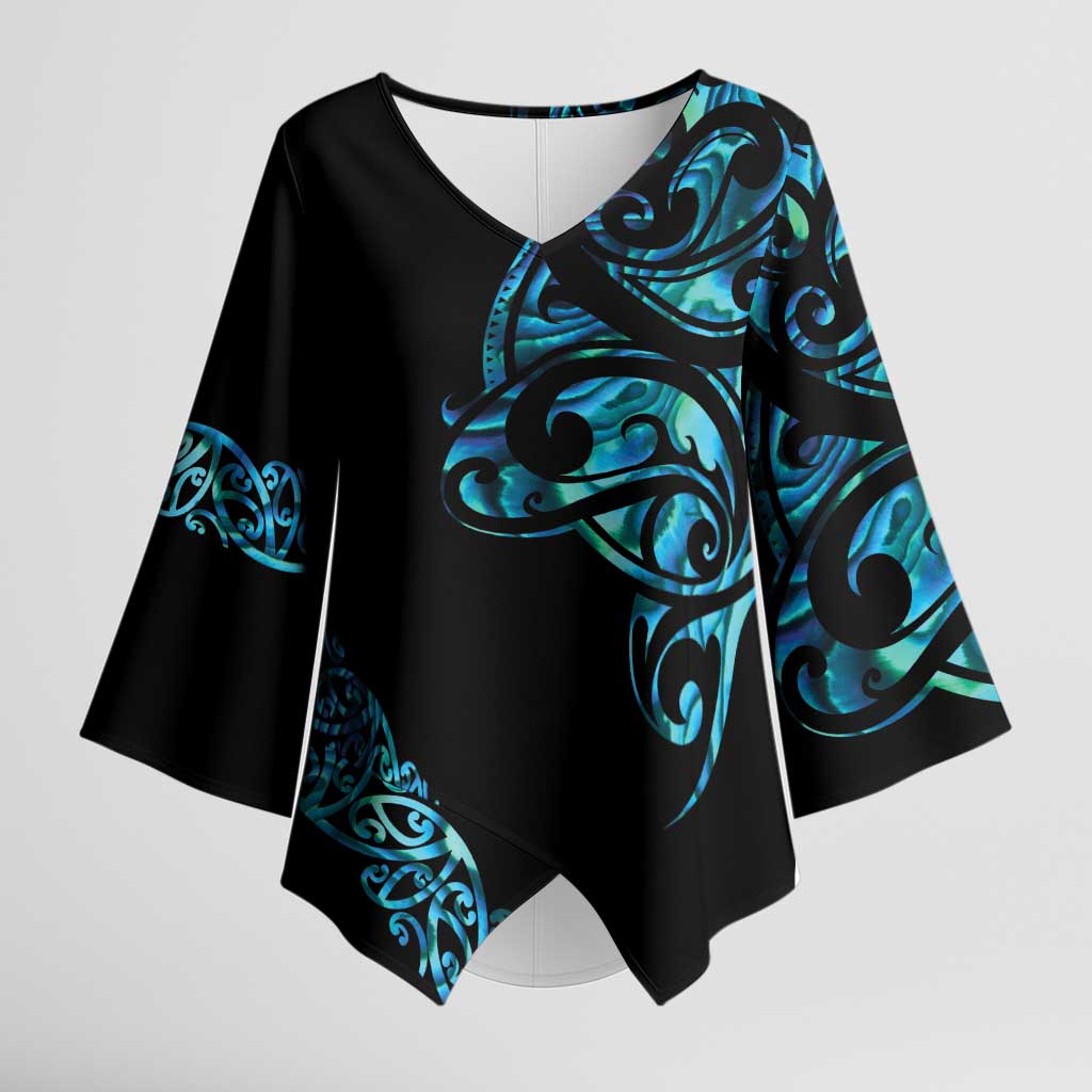 All Black Maori Tribal Tattoo Personalised Kimono Sleeve Blouse Polynesian Style - Polynesian Pride