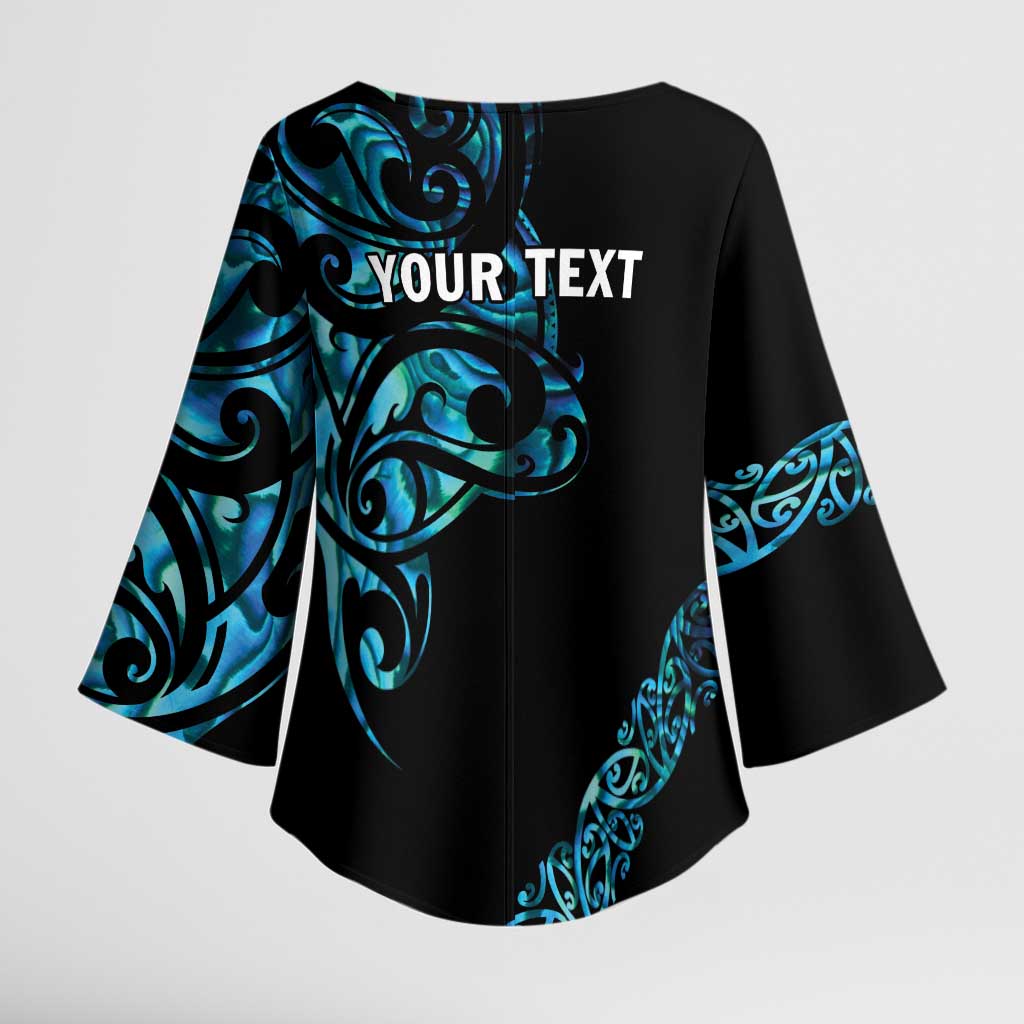 All Black Maori Tribal Tattoo Personalised Kimono Sleeve Blouse Polynesian Style - Polynesian Pride