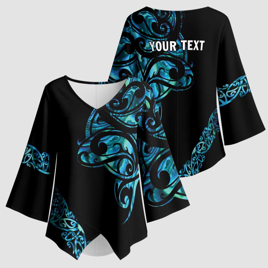 All Black Maori Tribal Tattoo Personalised Kimono Sleeve Blouse Polynesian Style - Polynesian Pride