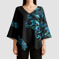 All Black Maori Tribal Tattoo Personalised Kimono Sleeve Blouse Polynesian Style - Polynesian Pride
