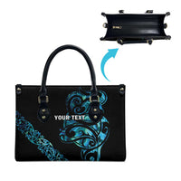 All Black Maori Tribal Tattoo Personalised Leather Bag Polynesian Style - Polynesian Pride