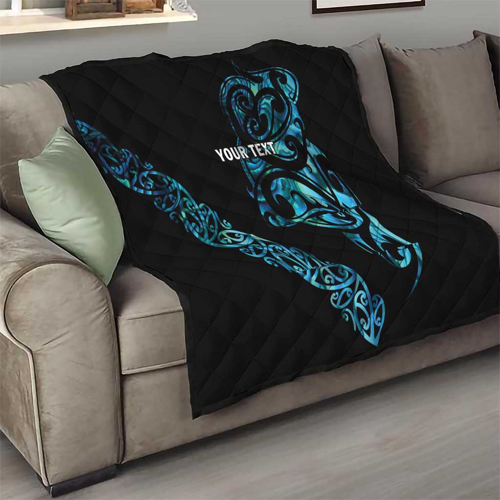 All Black Maori Tribal Tattoo Personalised Quilt Polynesian Style